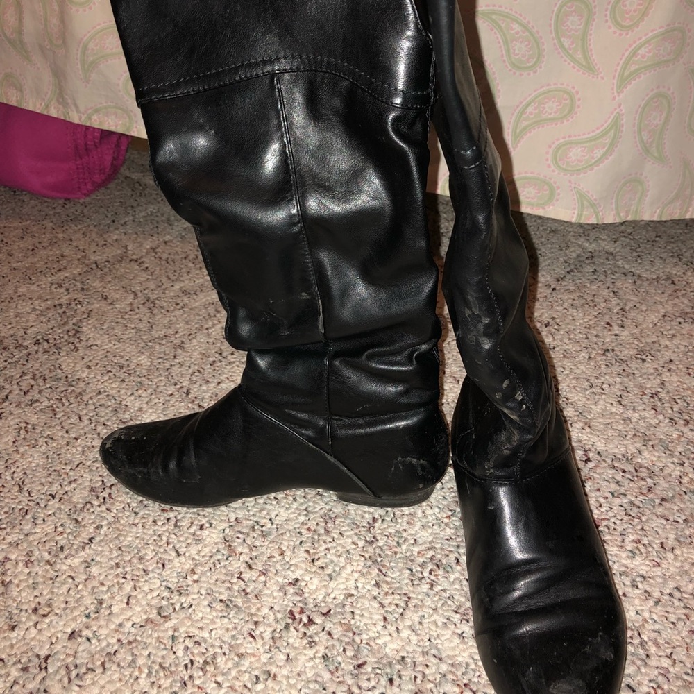 Black mid calf boots